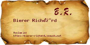 Bierer Richárd névjegykártya